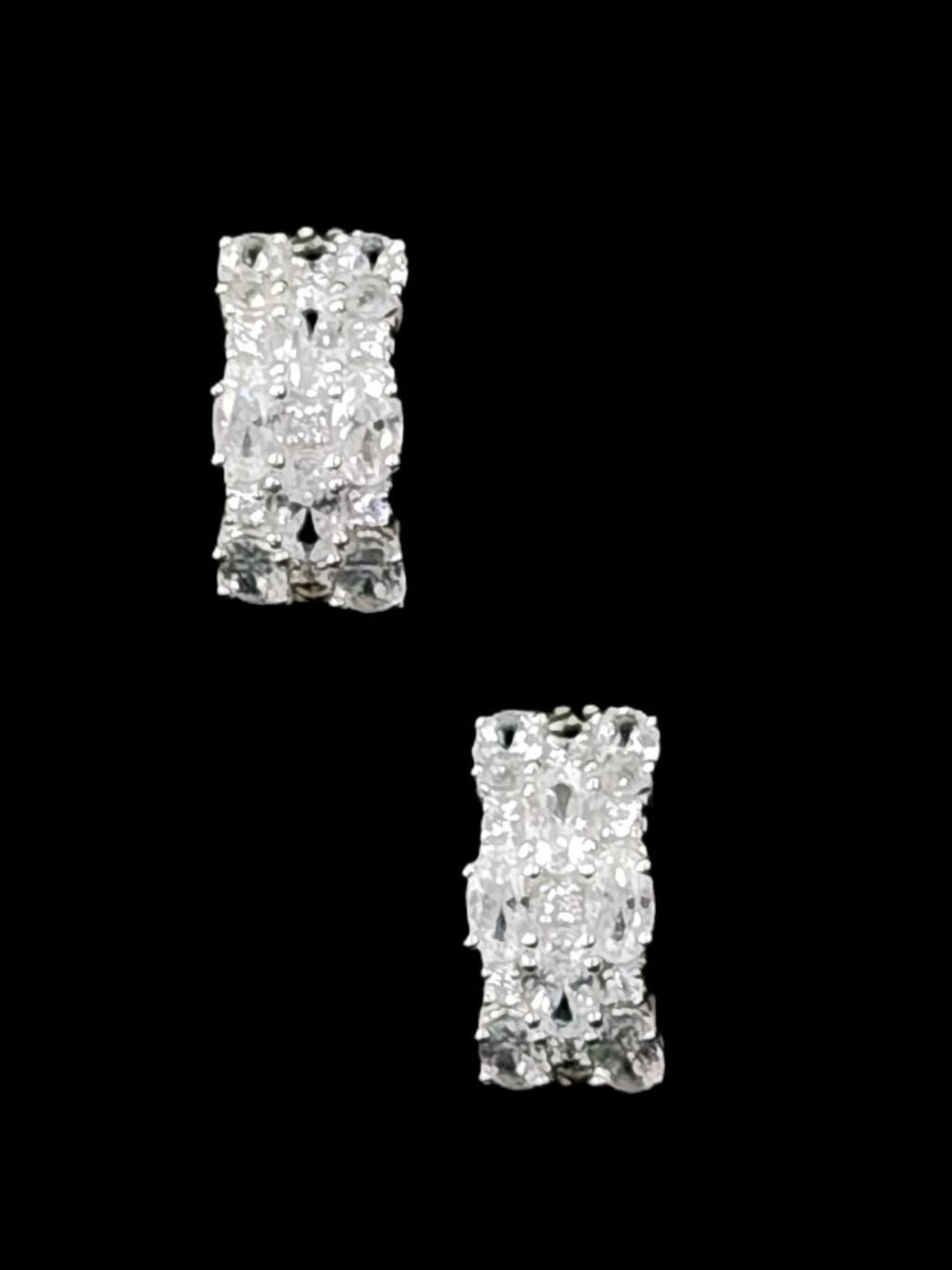 Vintage 2000 Sterling Silver 925 JCM Triple Row CZ J-Hoops Heavy Boutique Line